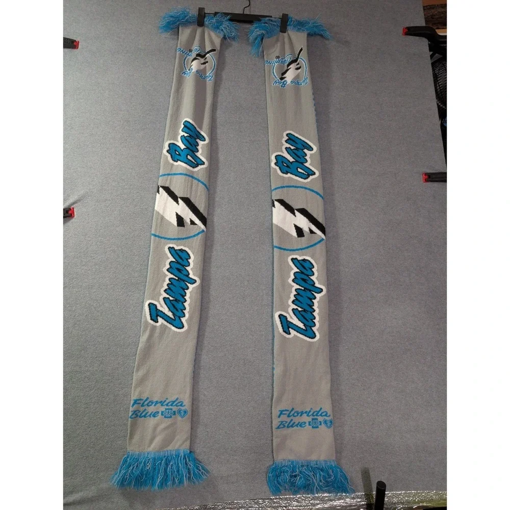 Horizon Tampa Bay Lightning Florida Knit Scarf Unisex Blue Gray Strech Sports